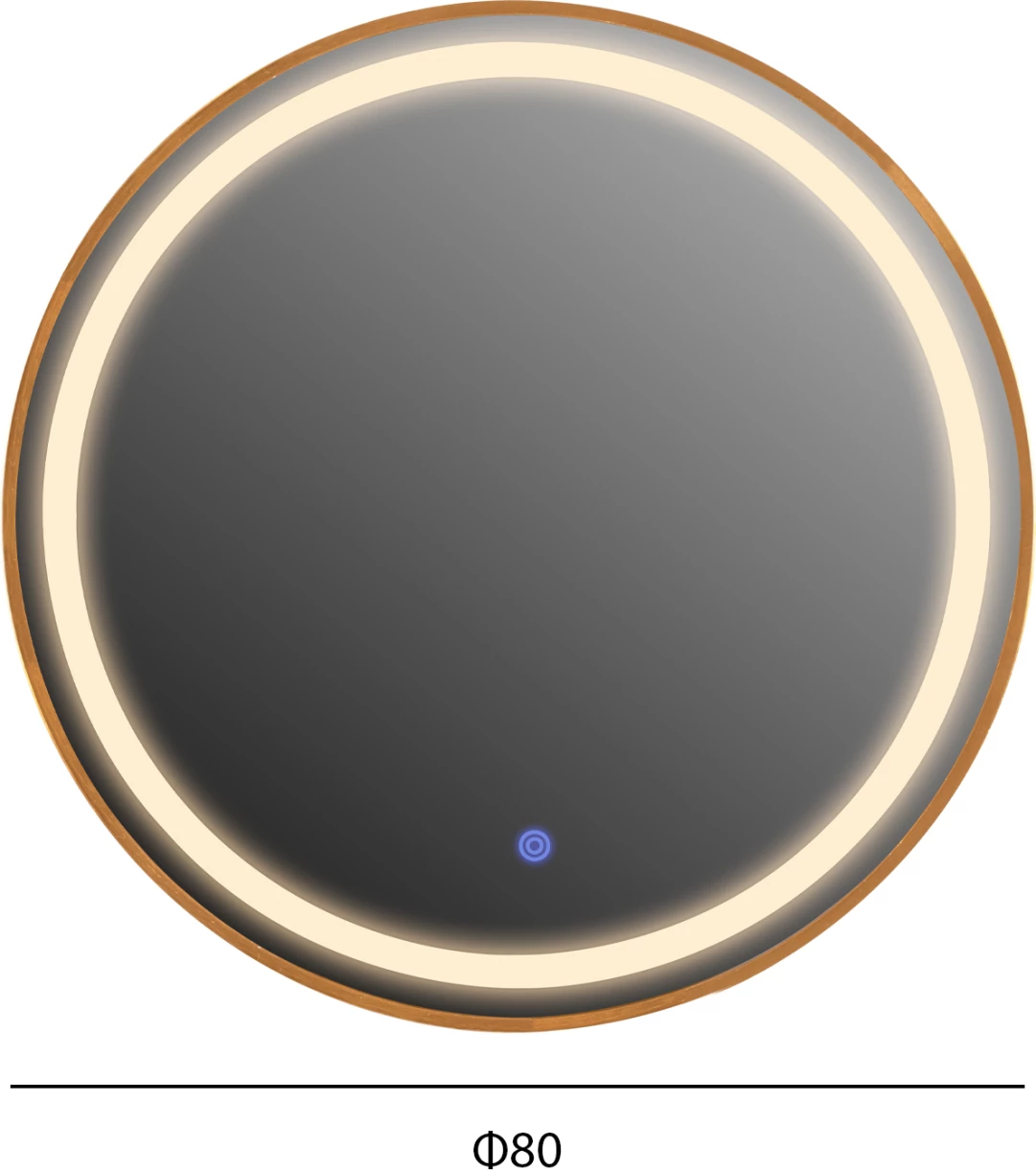 Stenska ogledala Rounder FH4503.30 aluminijast okvir v zlati barvi z LED osvetlitvijo Φ80cm