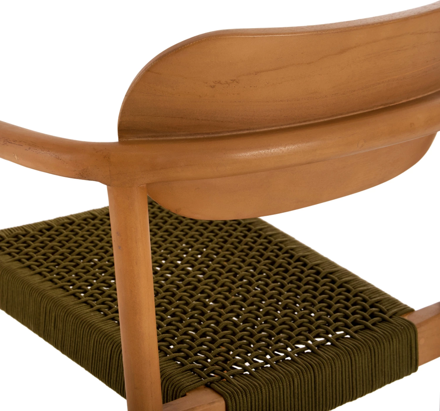 Fotelj OSLO FH9636.05 iz tikovine v naravni barvi in z zeleno vrvjo 55x54x80Hcm