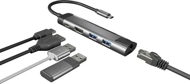 Multiport USB-hub, USB-C, HDMI, Natec, sivi
