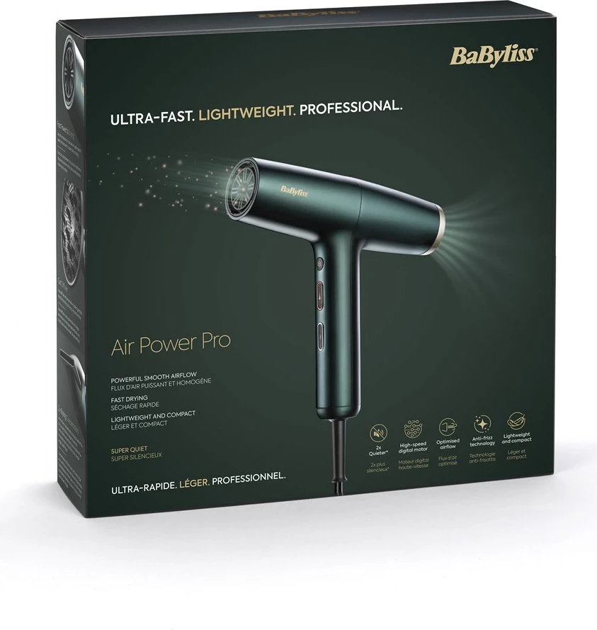 Sušilec za lase BaByliss Air Power Pro D6555DE, 1700 W, zelen