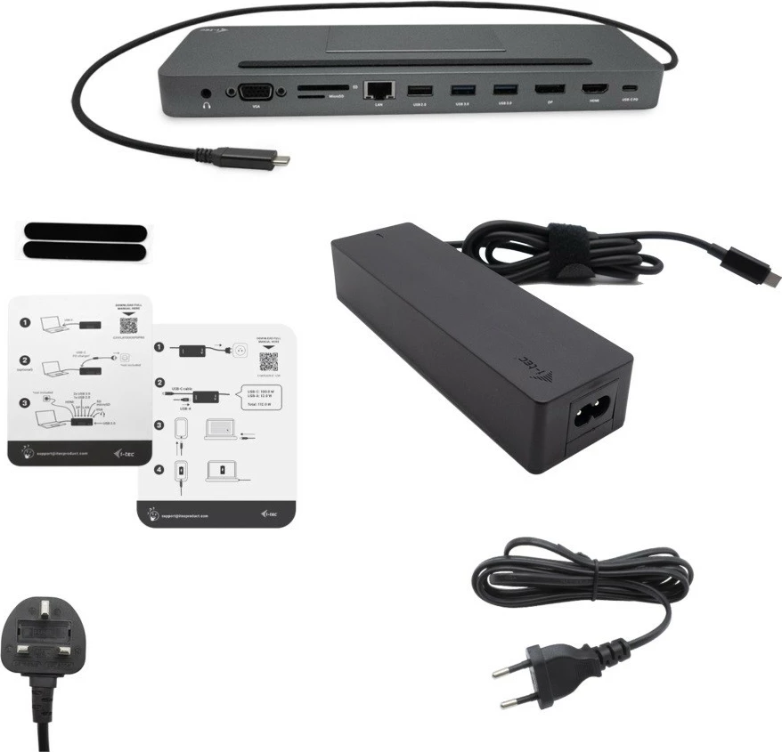 Docking postaja z univerzalnim polnilcem 100 W i-tec C31FLATPRO100, srebrna