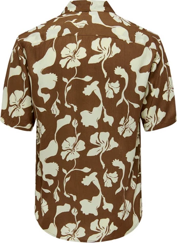 Moška srajca z kratkimi rokavi, rjava, Only & Sons, velikost S