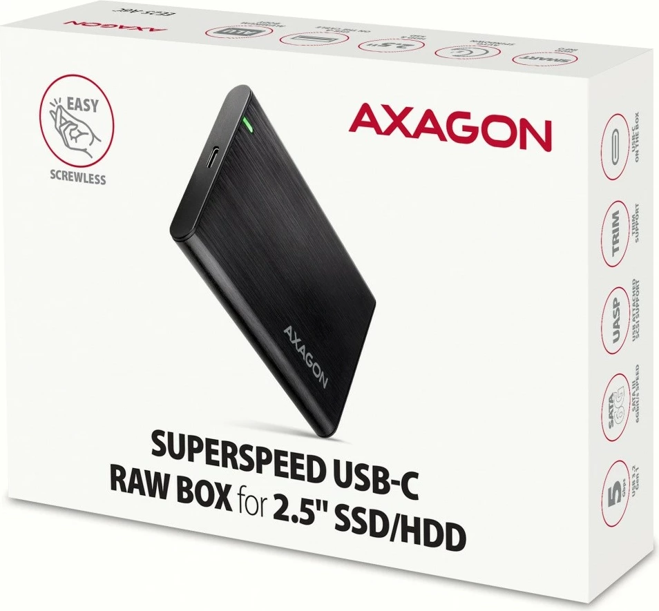 Zunanji ohišje za SSD/HDD 2,5" AXAGON EE25-A6C, USB-C 3.2 Gen 1, aluminij, karbon Zunanji ohišje za SSD/HDD 2,5" AXAGON EE25-A6C, USB-C 3.2 Gen 1, aluminij, karbon