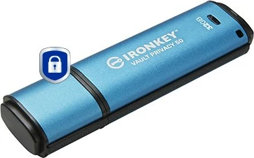 Varnostni USB ključ Kingston IronKey Vault Privacy 50 32GB, USB 3.2, črno/moder