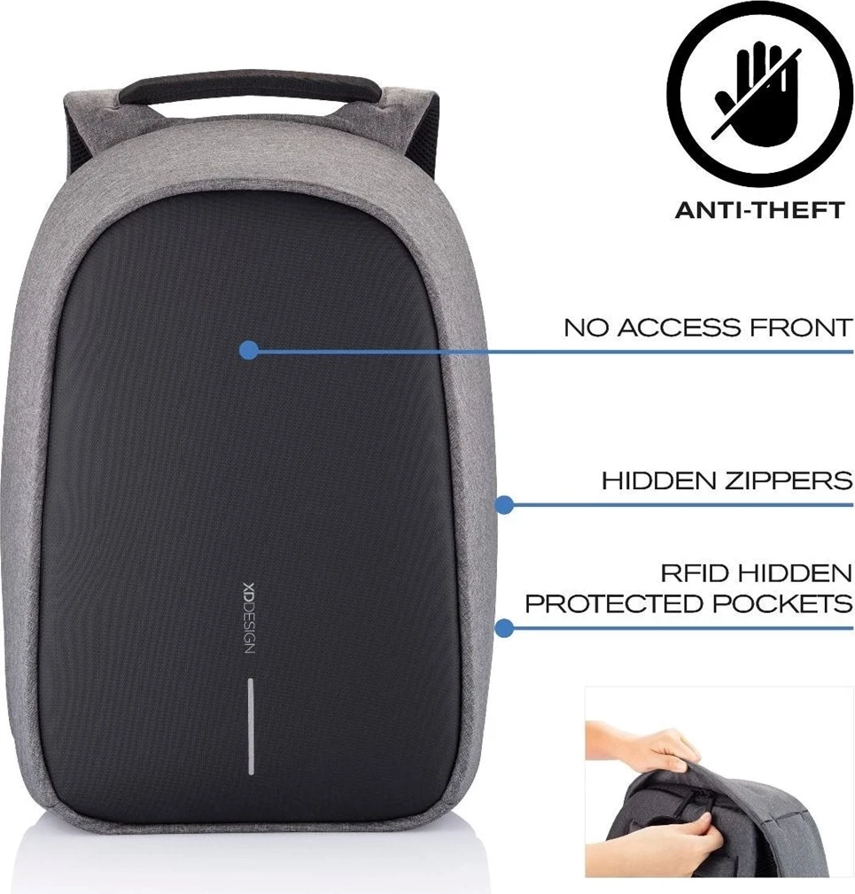 Protivlomna čantа XD DESIGN BOBBY HERO REGULAR, siva