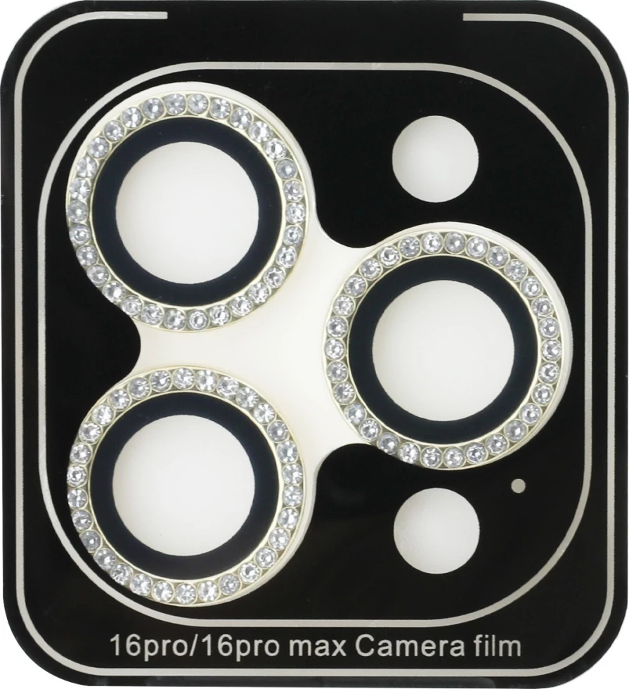 Zaščitno steklo in zaščita kamere 2v1 Guess BP Rhinestone za iPhone 16 Pro Max, zlato