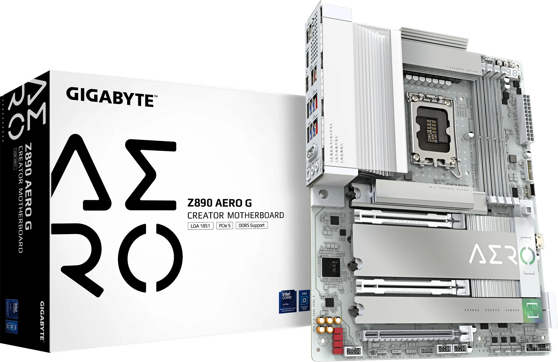 Matična plošča Gigabyte Z890 AERO G, LGA 1851, DDR5, Wi‑Fi 7, Thunderbolt 4, srebrna