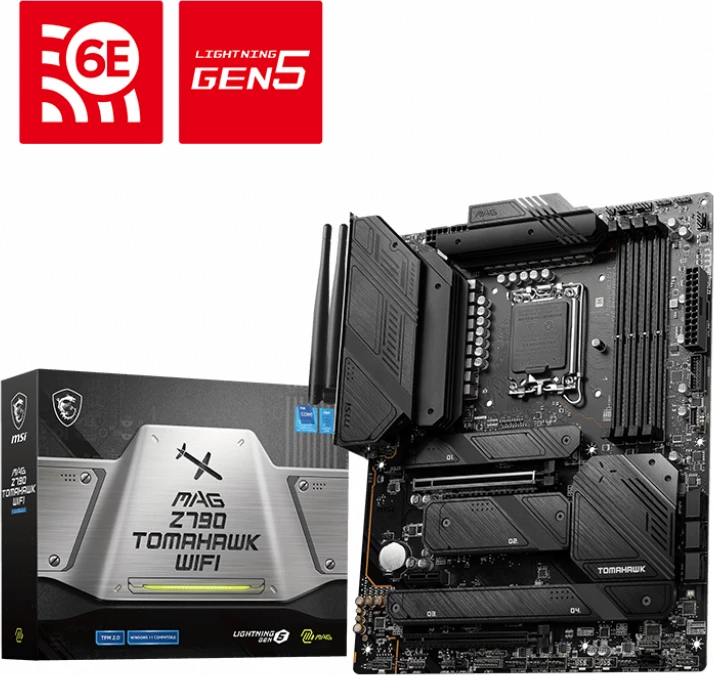 Matična plošča MSI MAG Z790 TOMAHAWK WIFI 7D91-009R, LGA1700, DDR5, PCIe 5.0, Wi‑Fi 6E, ATX, črna