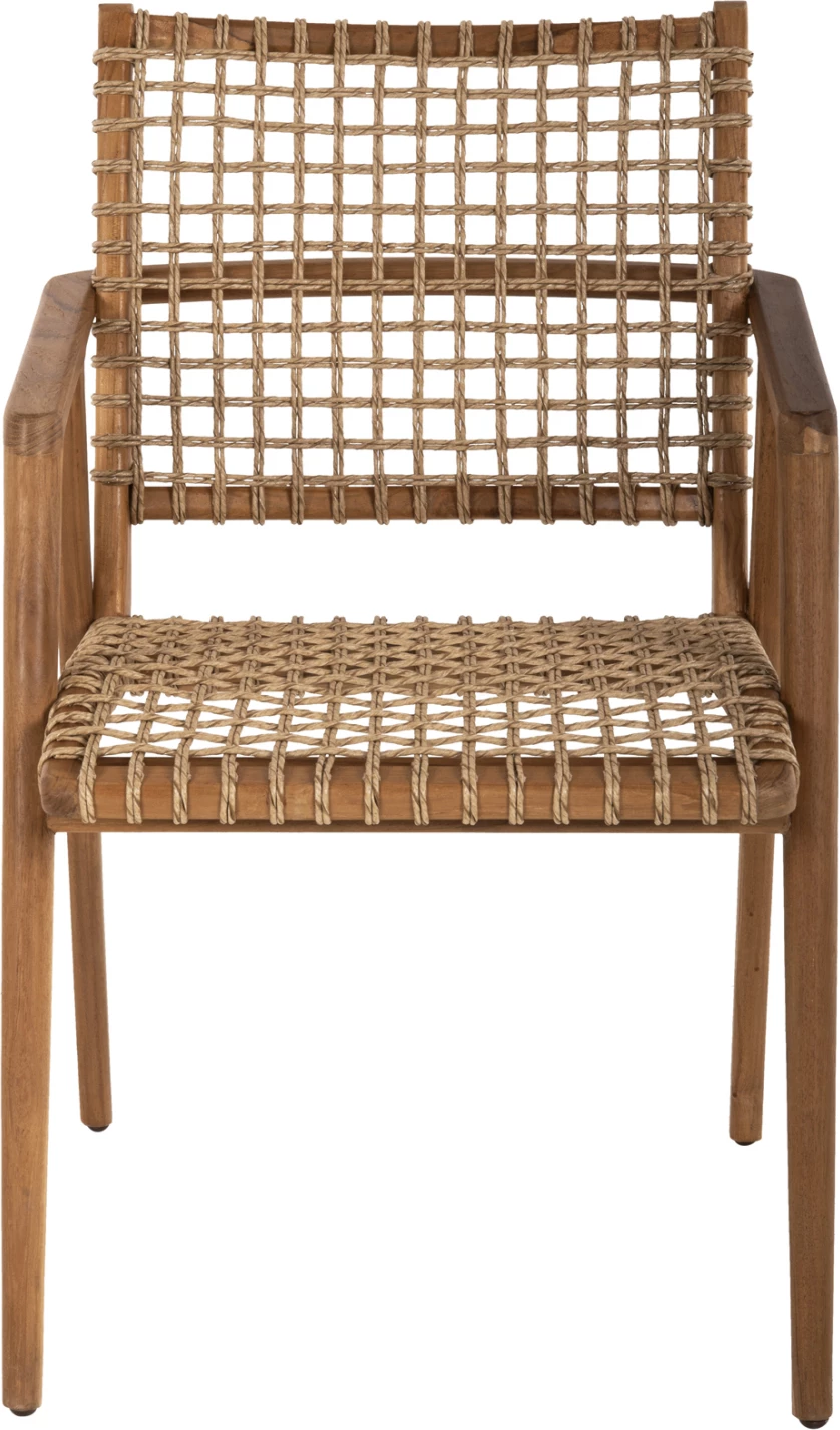 VAYA naslanjač iz tikovine in sintetične vrvi v naravni barvi 54x59x84Hcm