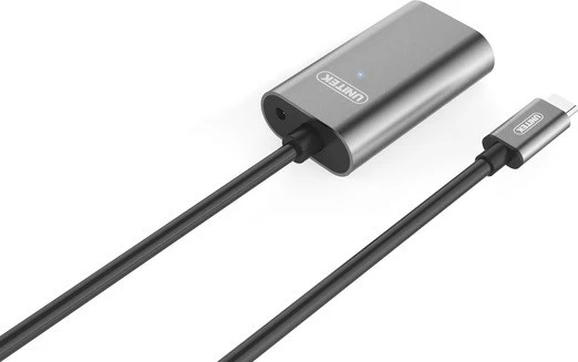 Aktivni podaljšek USB Type-C, Unitek U305A, 5 m, črn/siv