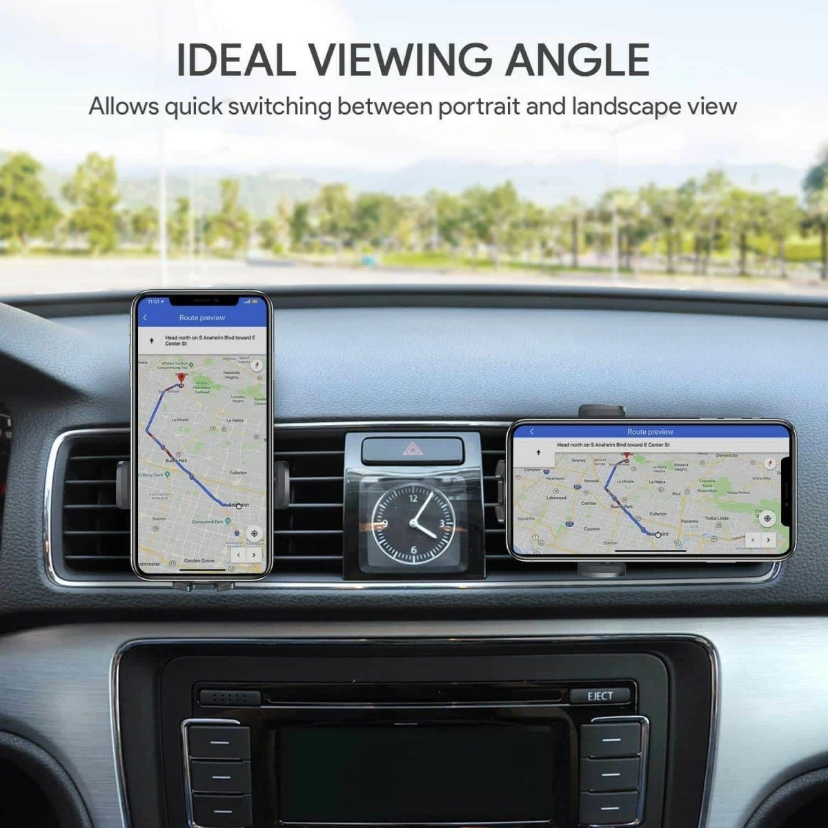 Univerzalni nosilec za avto za zračnik, vrtljiv 360°, črn, AUKEY HD-C48