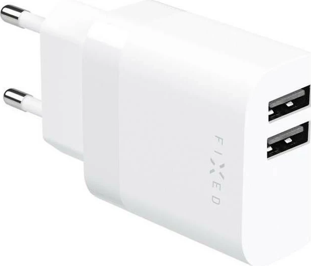 Polnilec 17 W, 2x USB, bel Fixed