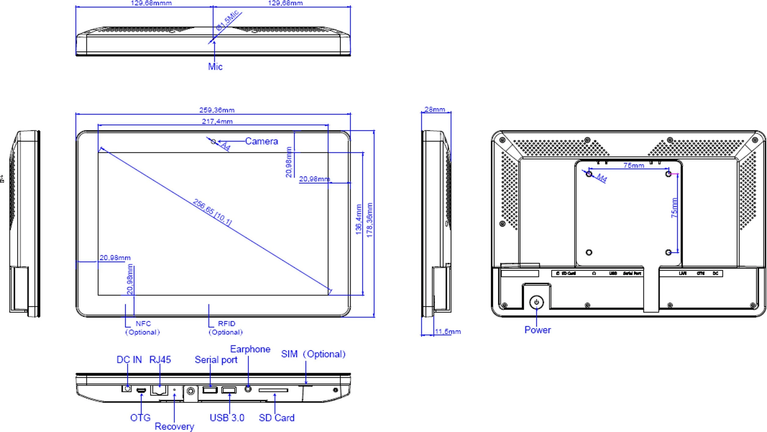 Tablet za upravljanje sejnih sob, ALLNET 10 Zoll, Android 11, NFC/RFID, črn Tablet za upravljanje sejnih sob, ALLNET 10 Zoll, Android 11, NFC/RFID, črn