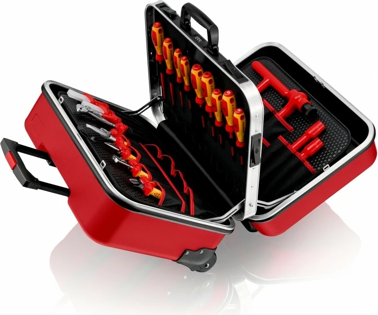 Kovček za orodje Knipex 98 99 15, ABS/aluminij, 2 predelka, črno/rdeč