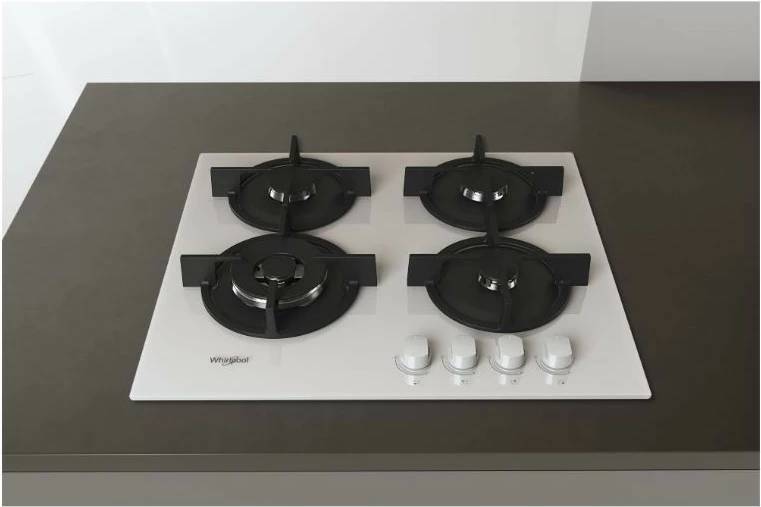 Plinska kuhalna plošča Whirlpool AKT625WH, 4 kuhališča, steklo, bela