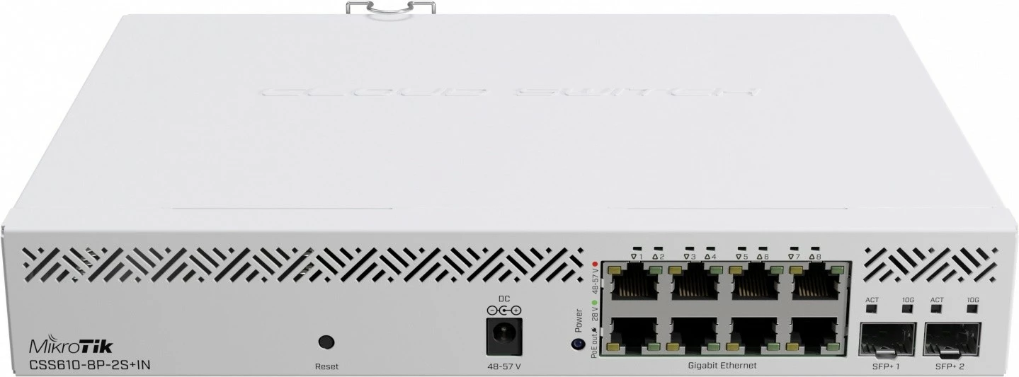 Upravljan stikalo MikroTik CSS610-8P-2S+IN, 8 Gigabit vrat, 2 SFP+ vrat, belo Upravljan stikalo MikroTik CSS610-8P-2S+IN, 8 Gigabit vrat, 2 SFP+ vrat, belo