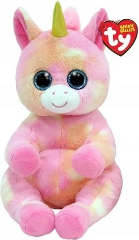 Plišani samorog TY Meteor, 24 cm, rožnat