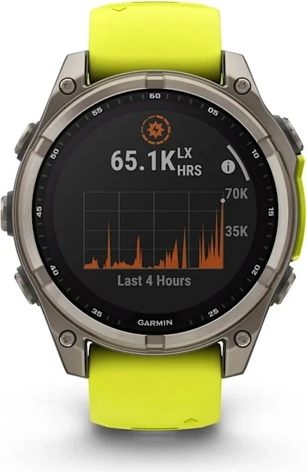 Pametna ura, 47 mm, 32 GB, titanova ohišje, silikonski pašček, rumena Garmin fenix 8