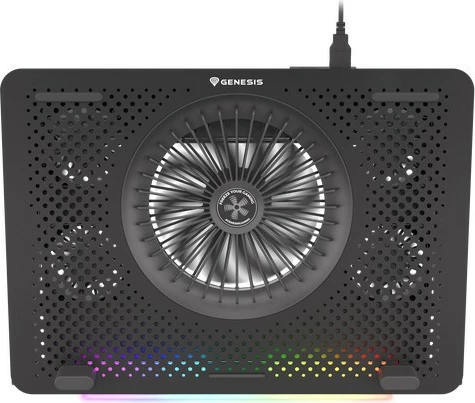 Hladilna podloga za prenosnik Natec Genesis Oxid 450 RGB, 15,6", 5 ventilatorjev, USB HUB, črna