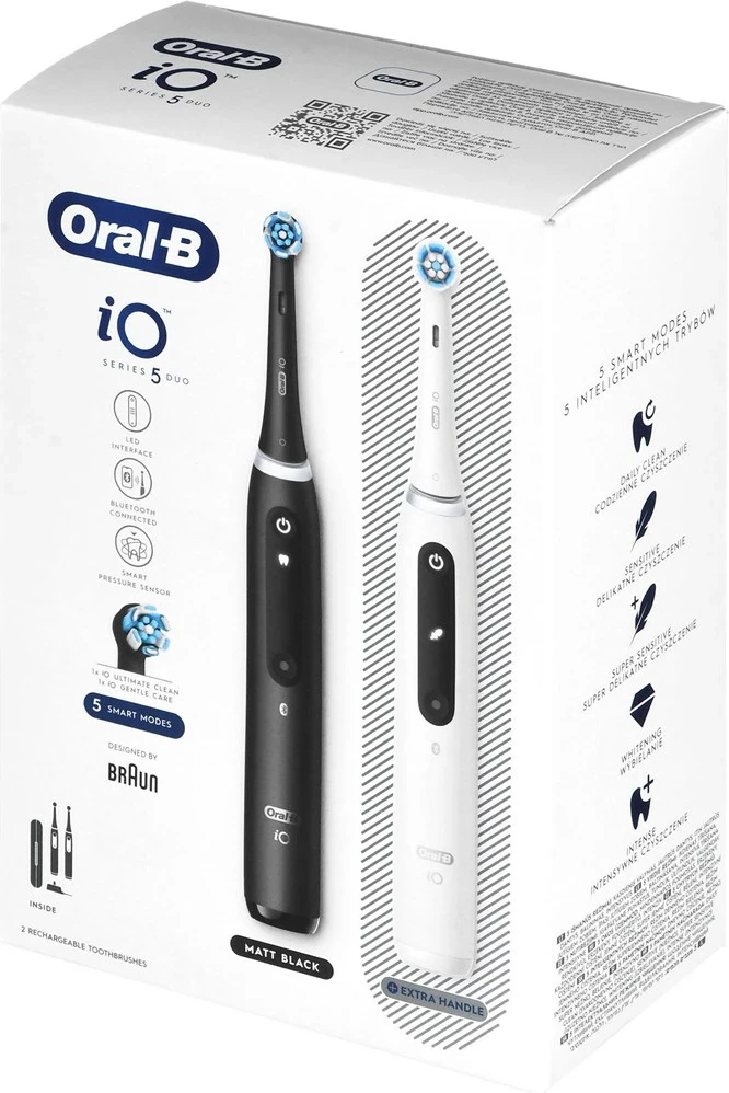 Električna zobna ščetka Braun Oral-B iO5 Duo, črna in bela