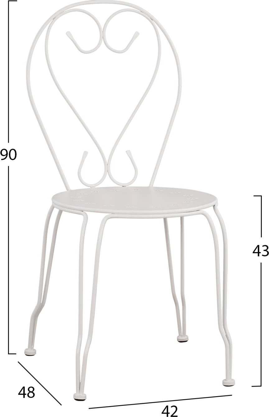 Kovinski stol Amore bel 42x48x90 cm FH5007.12