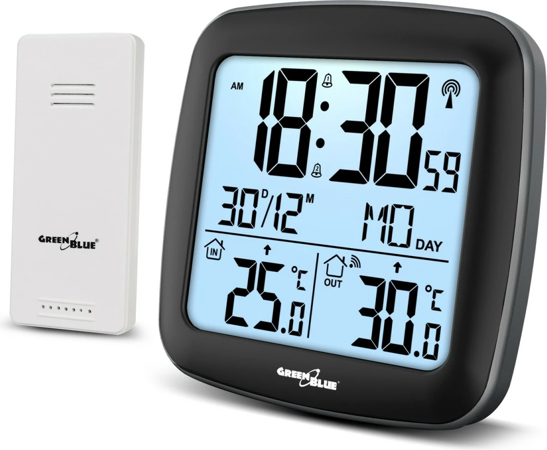 Brezžična vremenska postaja GreenBlue GB542, črna