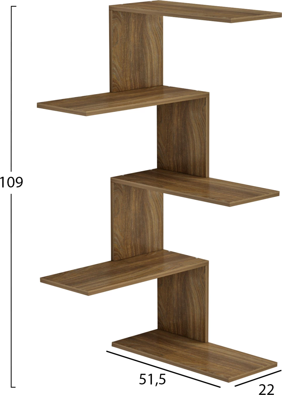 Stenske police RORY FH8931.12 melamin v naravni barvi 22x51,5x109Hcm