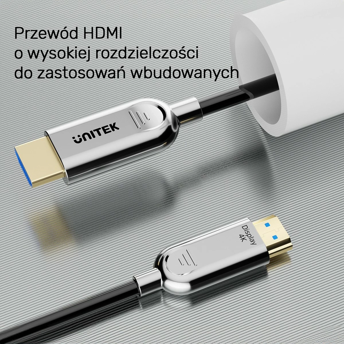 Optični HDMI kabel Unitek 2.0 AOC 4K 60Hz 80 m srebrno-črn