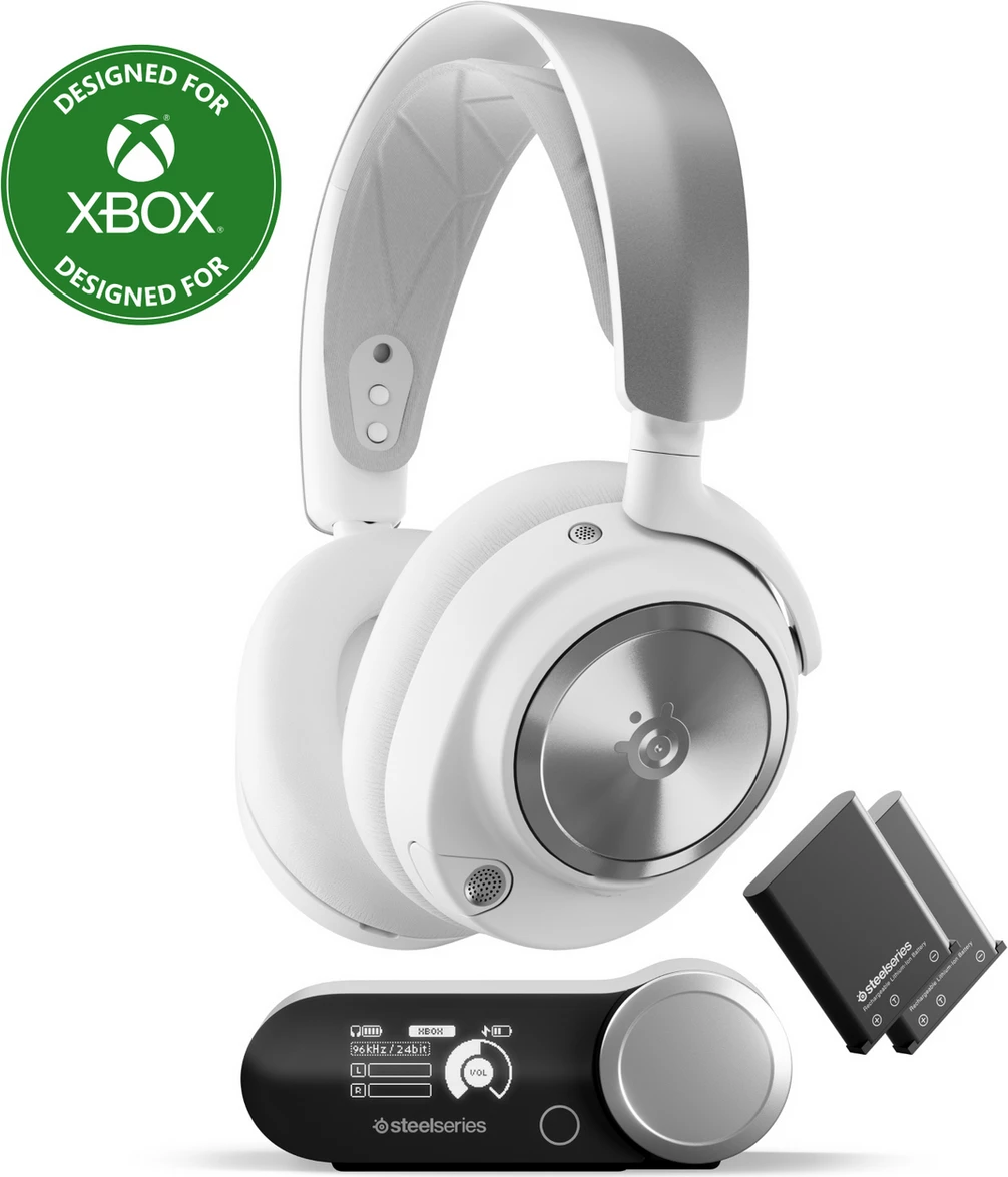 Slušalke za igre z brezžično bazo za Xbox SteelSeries Arctis Nova Pro 61525, bele
