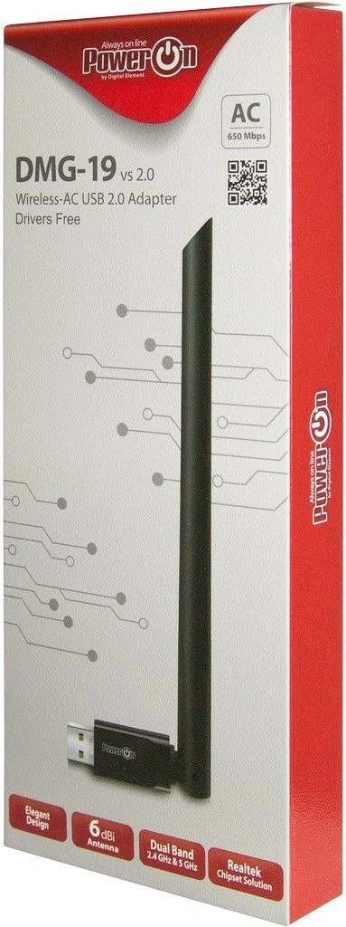 Wi‑Fi adapter Inter-Tech DMG-19, USB, 650 Mbit/s, črn