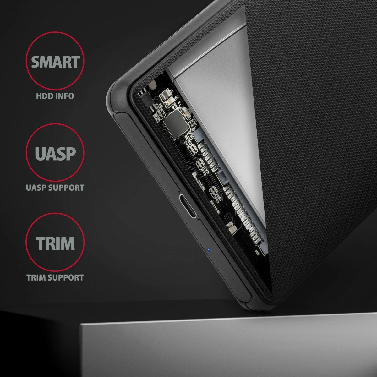 Računalniško ohišje za 2,5" disk AXAGON EE25-SLC, USB-C 3.2 Gen 1, SATA 6G, črno Računalniško ohišje za 2,5" disk AXAGON EE25-SLC, USB-C 3.2 Gen 1, SATA 6G, črno