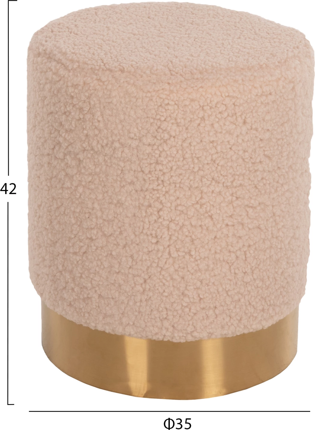 Stolček LEVY FH8408.20 iz boucle tkanine ecru-zlata osnova Φ35x42Hcm