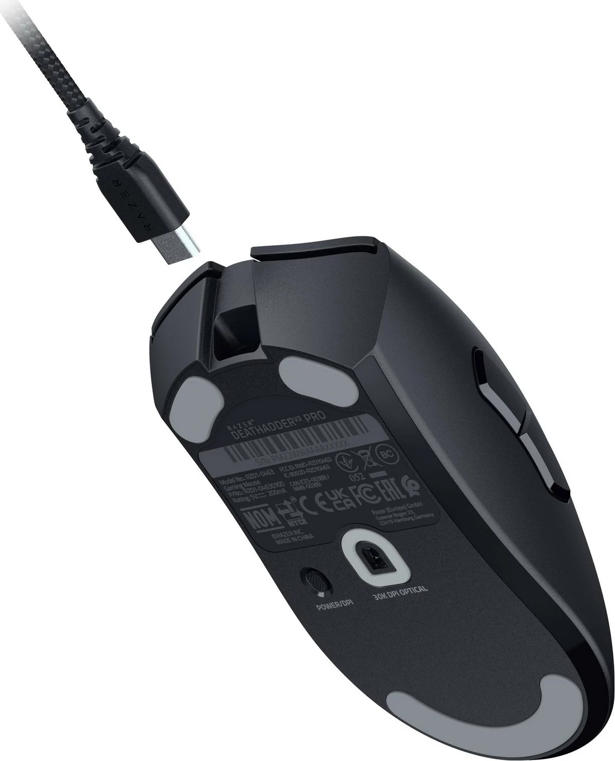 Ergonomičen žični/brezžični miška Razer DeathAdder V3 Pro, HyperPolling Dongle, črn