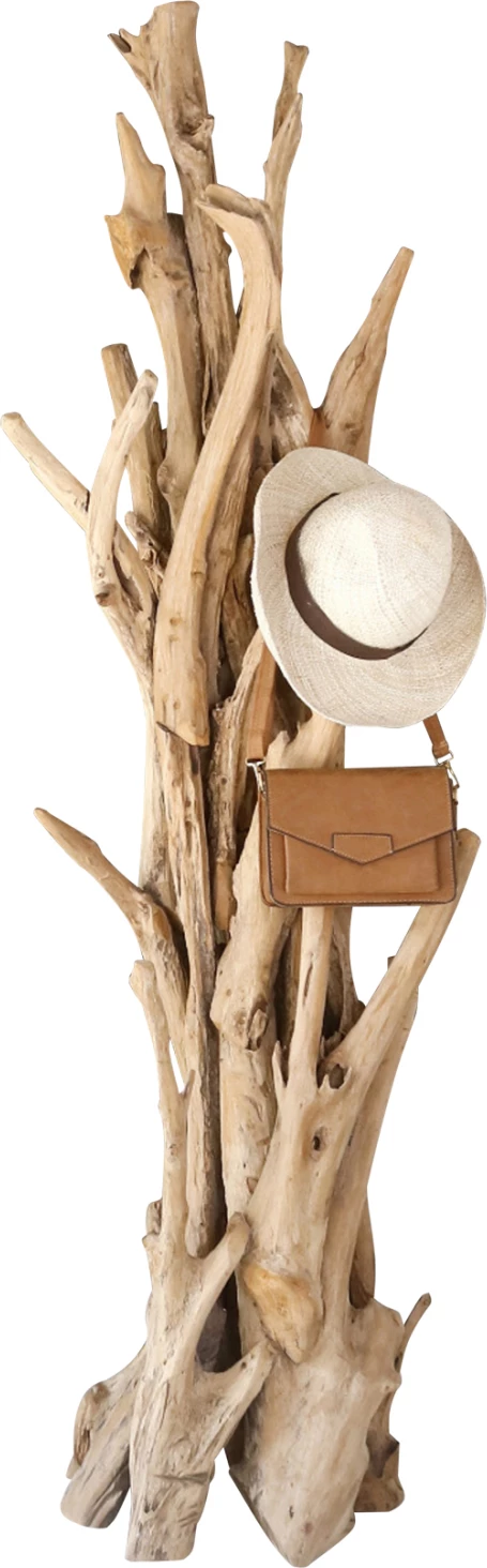 Samostoječi obešalnik iz masivnega naravnega tikovega lesa 170-200cm