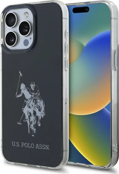 Ovitek za iPhone 15 Pro Max 6,7" U.S. Polo Assn. USHCP15XTPUHRBK, sijoč velik logotip, črn