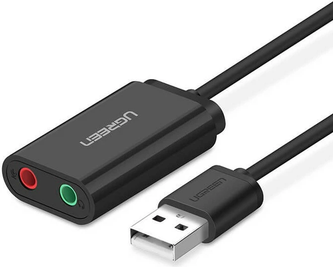 Audio adapter, Ugreen 30724, USB, 2.0 kanalov, črn