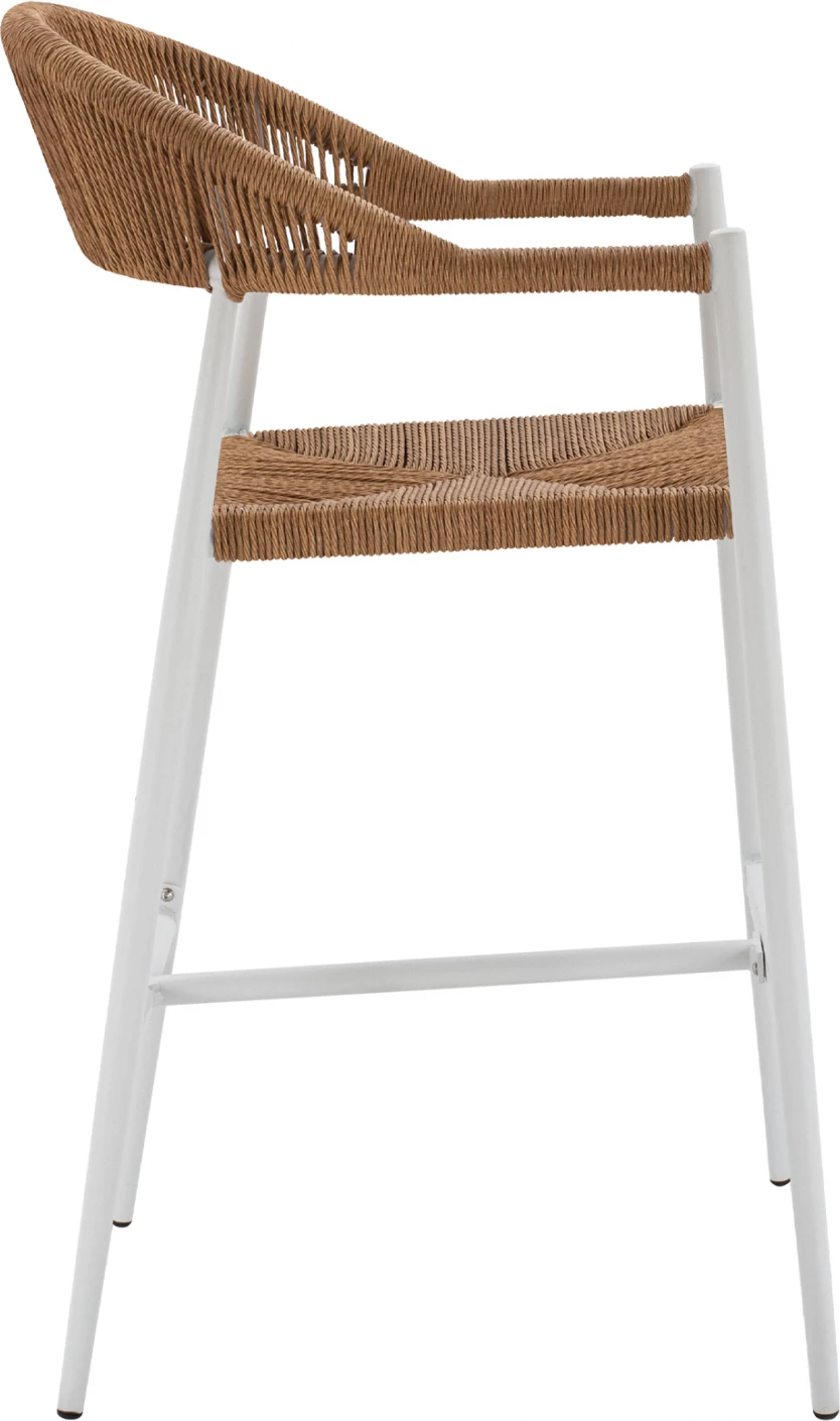 Aluminijasti barski stol v beli barvi z vrvjo v bež FH5788.01 55x57x106 cm