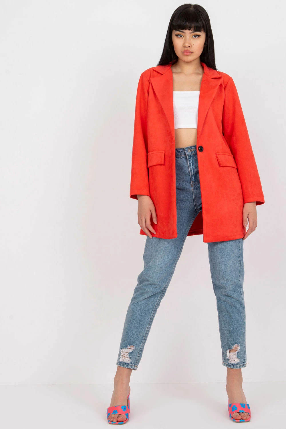 Jakna iz umetnega žameta Italy Moda 165397, rožnata