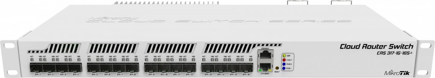 Upravljano stikalo Mikrotik CRS317-1G-16S+RM, 16×SFP+, za rack, belo Upravljano stikalo Mikrotik CRS317-1G-16S+RM, 16×SFP+, za rack, belo