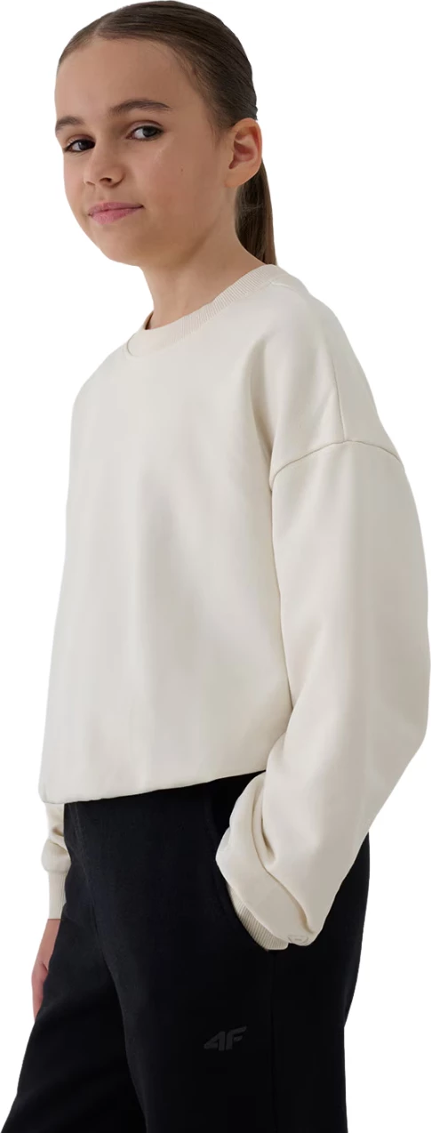 Pulover s kapuco za deklice 4F, bel