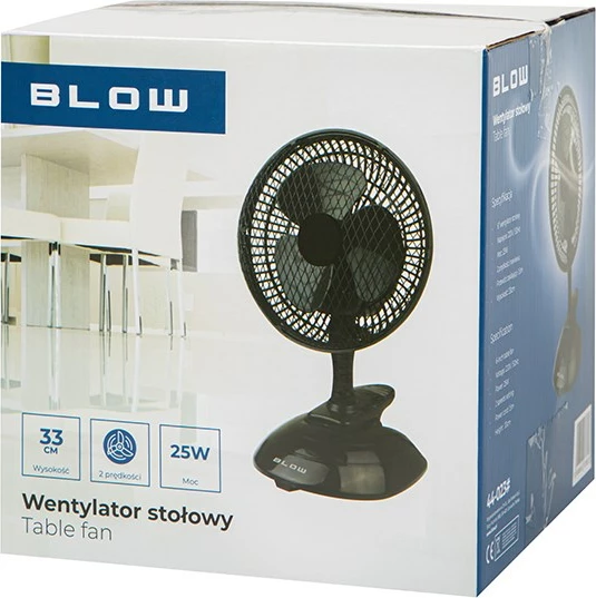 Prenosni namizni ventilator z objemko, BLOW 44-023#, 15 cm, 25 W, črn