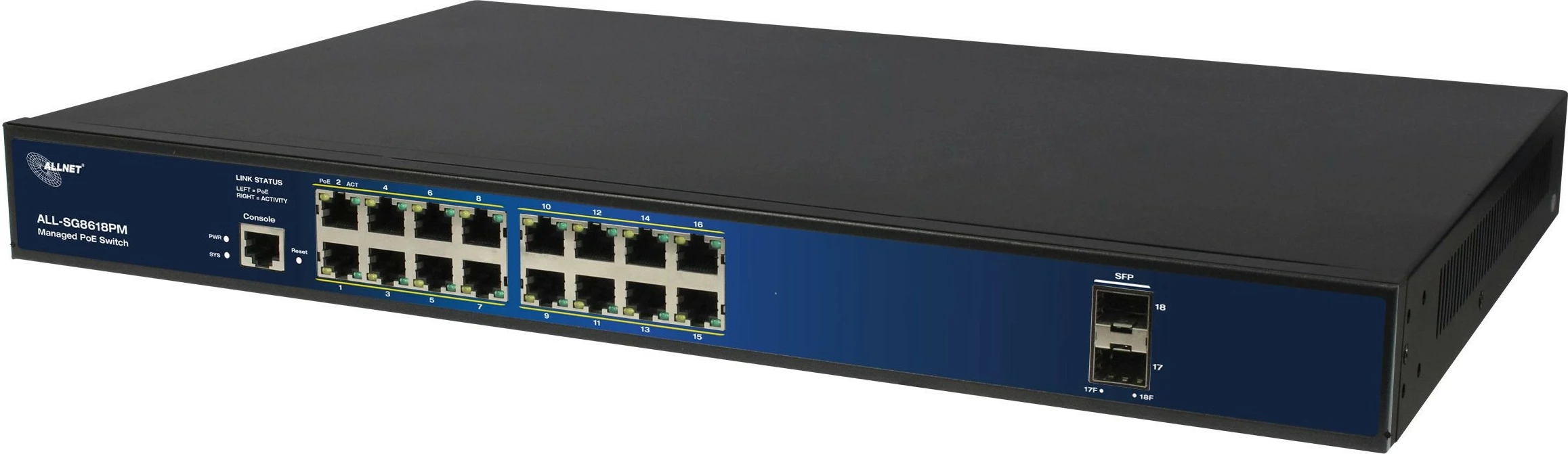 Stikalnik z 16+2 priključki ALLNET ALL-SG8618PM POE M