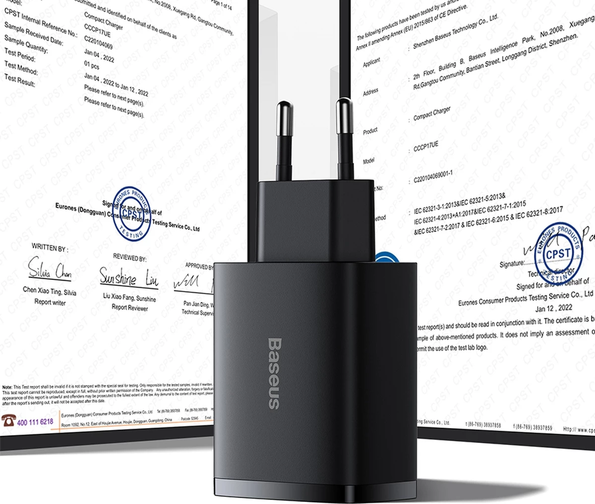 Stenski polnilec Baseus CCXJ020102, 3x USB, 17W, bel