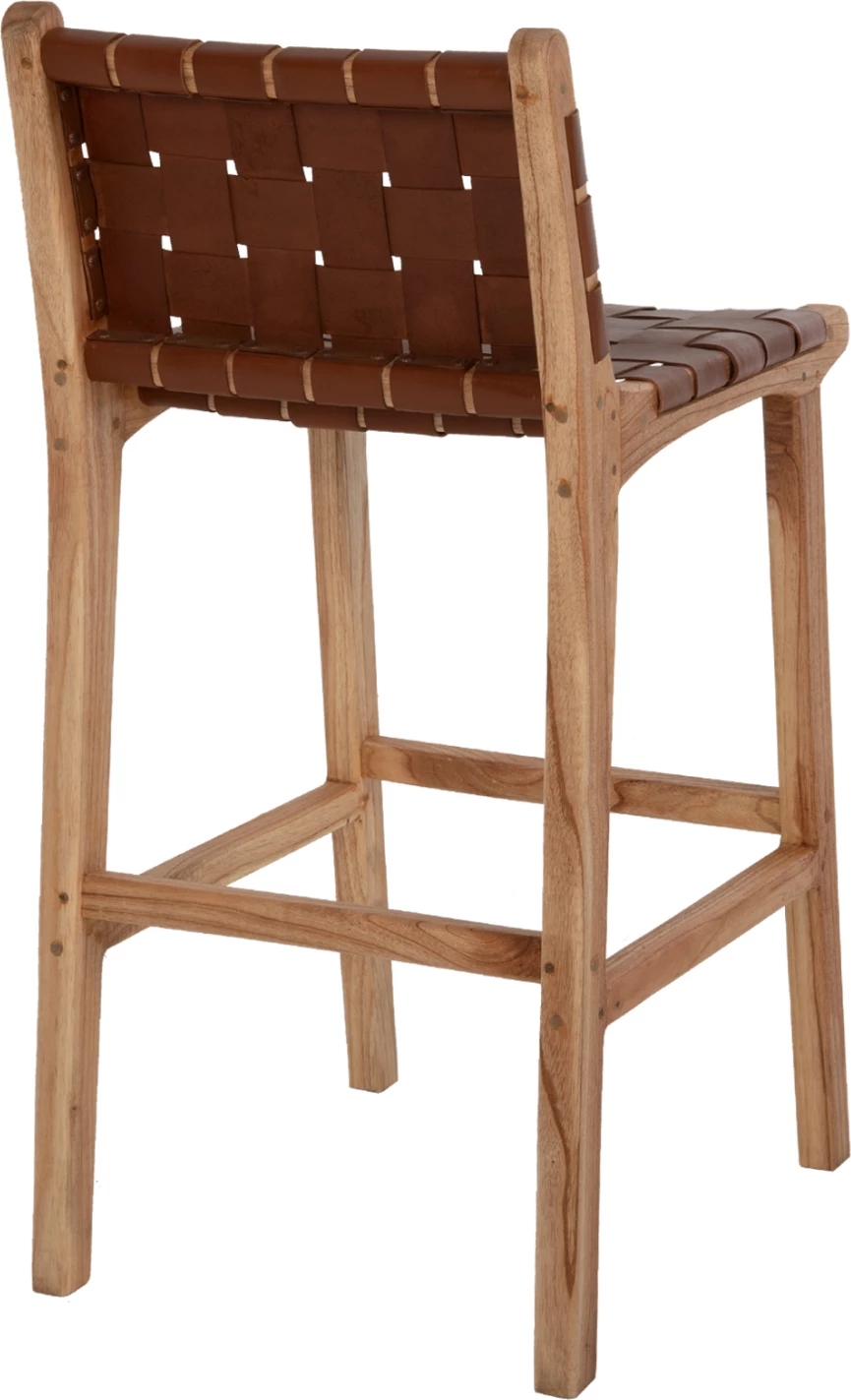 Stol z naslonjalom FH9380.01 visok mindi les pleteno usnje naravno, 40x53x89H