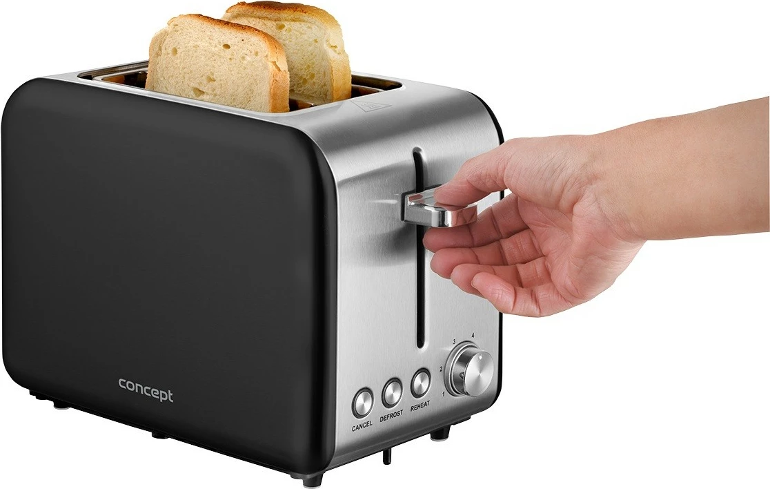 Toster z 2 režama, 950 W, inox/črn Concept TE2052