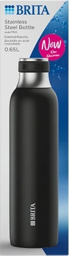 Steklenica za vodo BRITA sodaTRIO 0,65 L, nerjaveče jeklo, črna