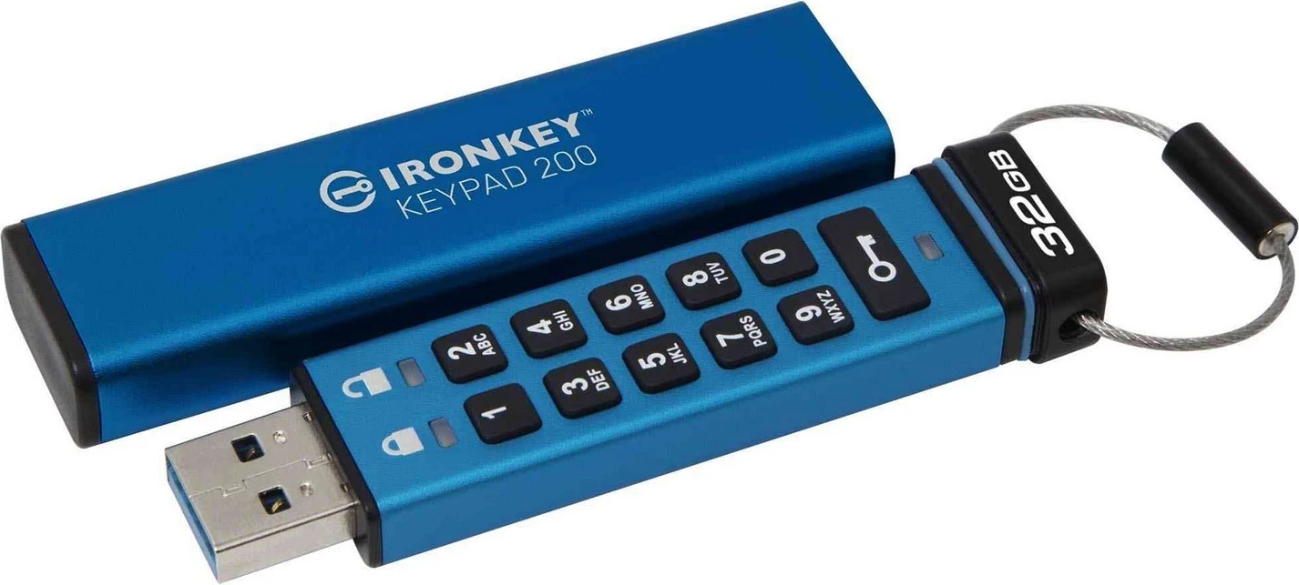 USB ključ Kingston IronKey Keypad 200, 32 GB, modra