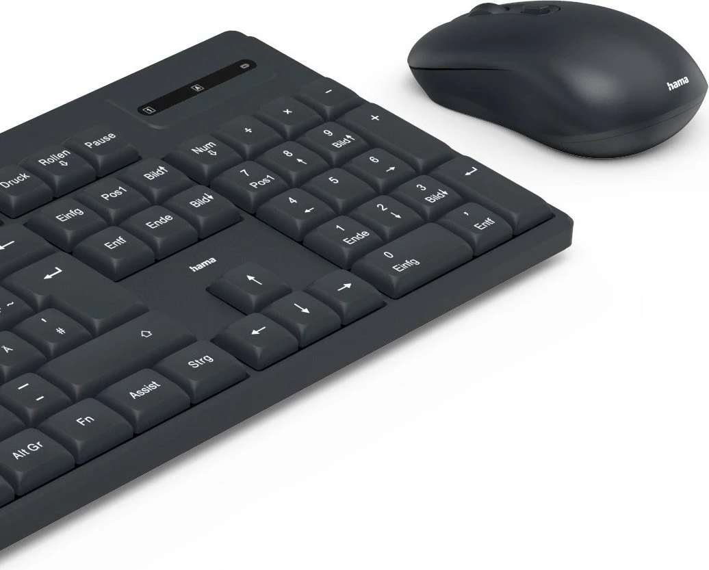 Brezžični komplet tipkovnice in miške Hama WKM-200, QWERTY, črn