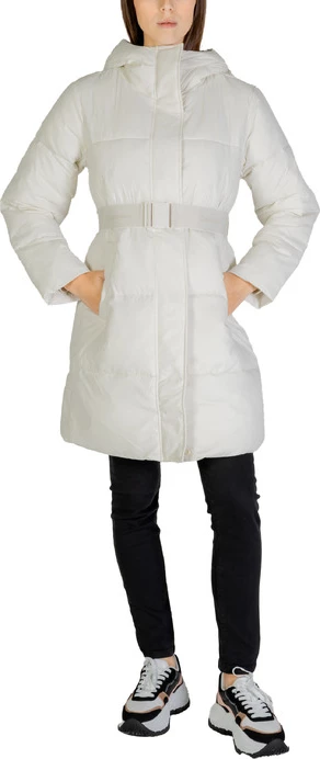 Jakna s kapuco in visokim ovratnikom Calvin Klein Jeans, bela