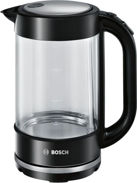 Električni kuhalnik vode, Bosch TWK70B03, 1,7 L, 2400 W, črn/ prozoren